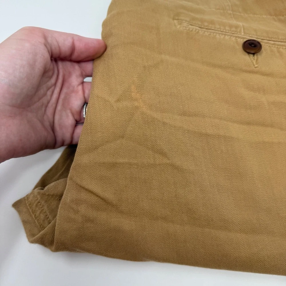 Wallace & Barnes J.Crew Mens Size 34 Tan Cotton Linen Chino Shorts Button Fly
